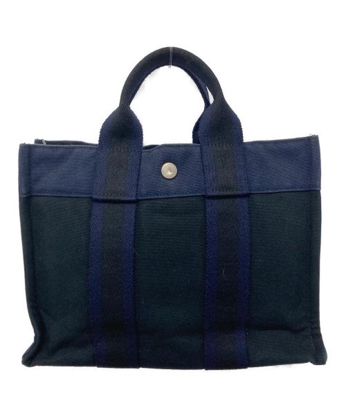 HERMES（エルメス）HERMES (エルメス) フールトゥPM/トートバッグ ブラック×ネイビーの古着・服飾アイテム