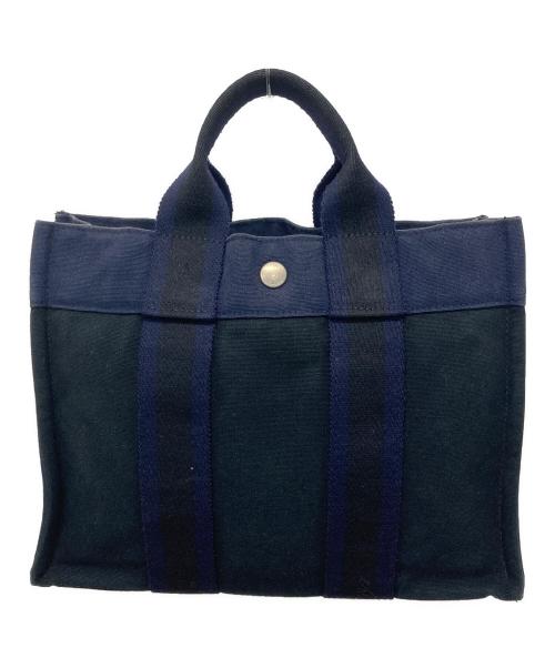 HERMES（エルメス）HERMES (エルメス) フールトゥPM/トートバッグ ブラック×ネイビーの古着・服飾アイテム