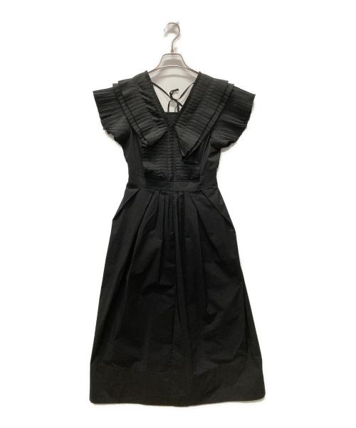ELENDEEK（エレンディーク）ELENDEEK (エレンディーク) プリーツVネックワンピース ブラック サイズ:01の古着・服飾アイテム
