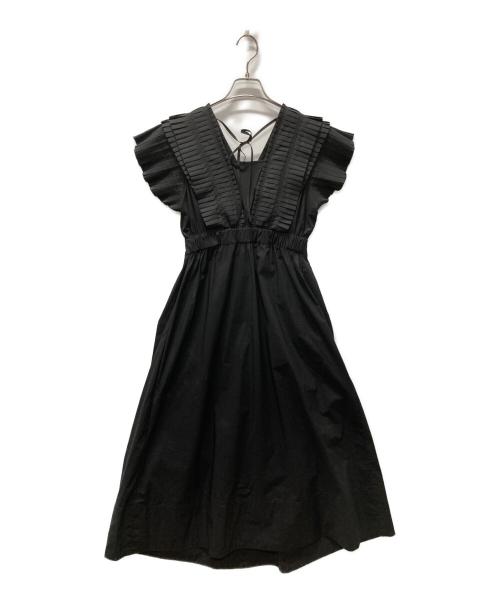 ELENDEEK（エレンディーク）ELENDEEK (エレンディーク) プリーツVネックワンピース ブラック サイズ:01の古着・服飾アイテム