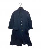 ）の古着「ポリ縮絨スタンドカラーコート」｜ネイビー