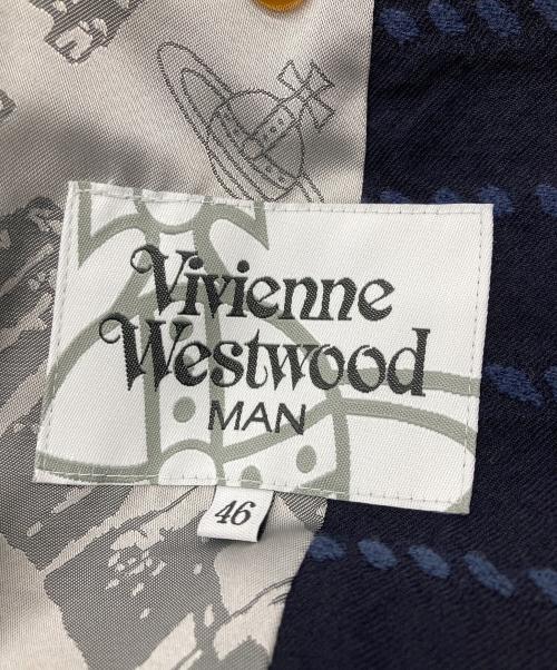 Vivienne Westwood man（ヴィヴィアン ウェストウッド マン）Vivienne Westwood man (ヴィヴィアン ウェストウッド マン) 総柄変形テーラードジャケット ネイビー サイズ:46の古着・服飾アイテム