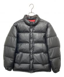 Psycho Bunny（サイコ バニー）の古着「レザーダウンジャケット」｜ブラック