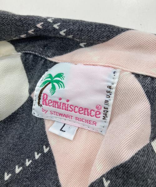 Reminiscence（レミニセンス）Reminiscence (レミニセンス) 80sレーヨンオープンカラーシャツ ピンク×ブラック サイズ:Lの古着・服飾アイテム