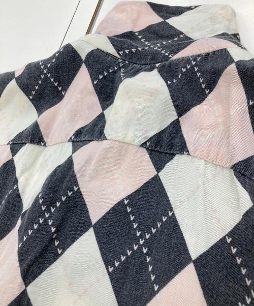 Reminiscence（レミニセンス）Reminiscence (レミニセンス) 80sレーヨンオープンカラーシャツ ピンク×ブラック サイズ:Lの古着・服飾アイテム