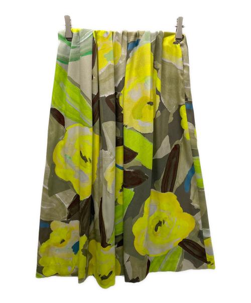 BALLSEY（ボールジィ）BALLSEY (ボールジィ) ダブルフラワープリント ランダムタックフレアスカート イエロー サイズ:S 未使用品の古着・服飾アイテム