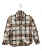 MARGARET HOWELLマーガレットハウエル）の古着「PAINTED CHECK COTTON LINEN」｜ブラウン