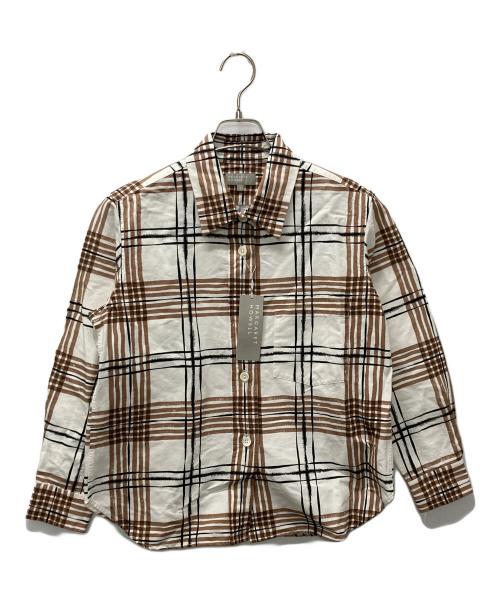 MARGARET HOWELL（マーガレットハウエル）MARGARET HOWELL (マーガレットハウエル) PAINTED CHECK COTTON LINEN ブラウン サイズ:SIZE 1 未使用品の古着・服飾アイテム
