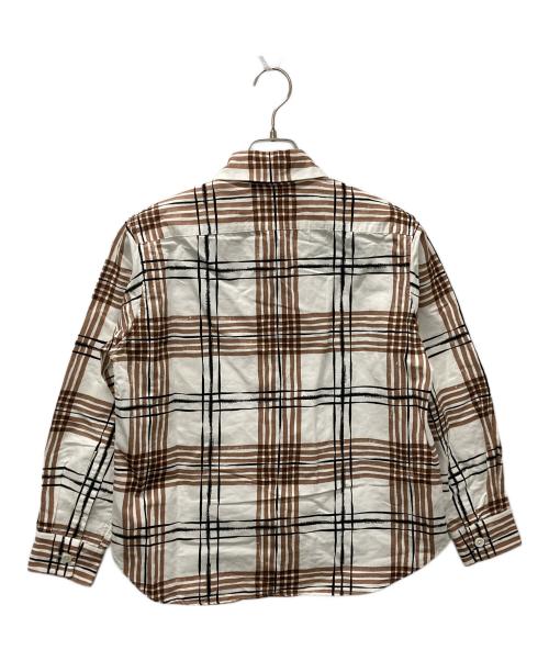 MARGARET HOWELL（マーガレットハウエル）MARGARET HOWELL (マーガレットハウエル) PAINTED CHECK COTTON LINEN ブラウン サイズ:SIZE 1 未使用品の古着・服飾アイテム
