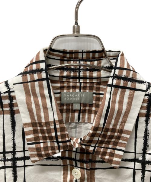 MARGARET HOWELL（マーガレットハウエル）MARGARET HOWELL (マーガレットハウエル) PAINTED CHECK COTTON LINEN ブラウン サイズ:SIZE 1 未使用品の古着・服飾アイテム