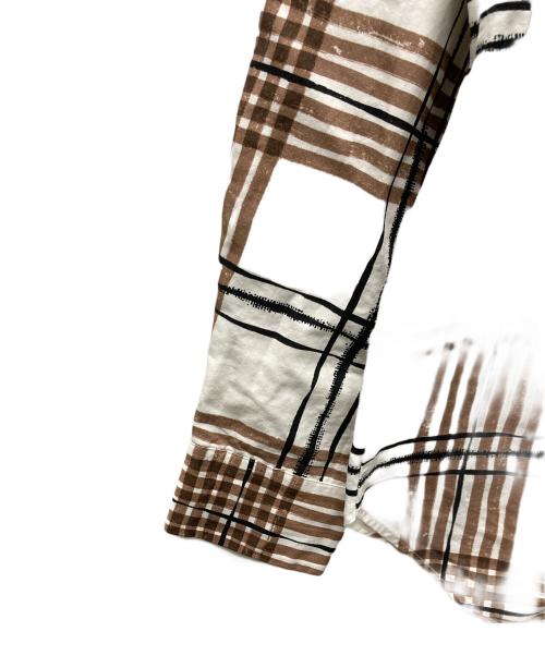 MARGARET HOWELL（マーガレットハウエル）MARGARET HOWELL (マーガレットハウエル) PAINTED CHECK COTTON LINEN ブラウン サイズ:SIZE 1 未使用品の古着・服飾アイテム