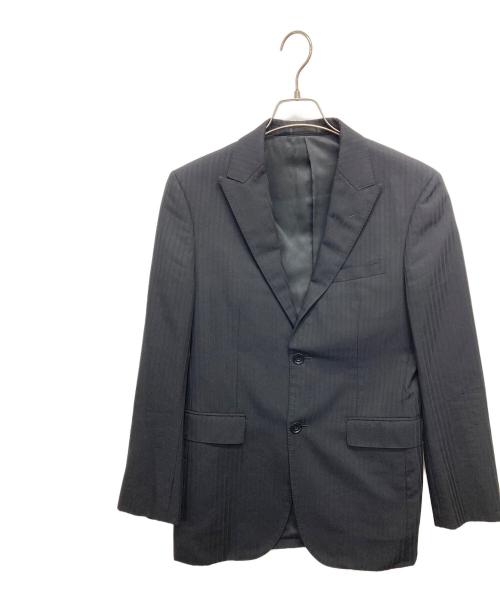 BURBERRY BLACK LABEL（バーバリーブラックレーベル）BURBERRY BLACK LABEL (バーバリーブラックレーベル) Super100sストライプセットアップ ブラック サイズ:36Rの古着・服飾アイテム