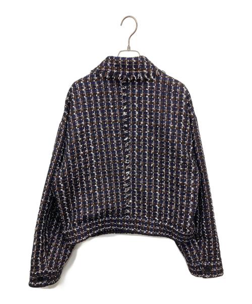 #Newans（ハッシュニュアンス）#Newans (ハッシュニュアンス) ツイードブルゾン ネイビー×ブラウン サイズ:M(1) 未使用品の古着・服飾アイテム