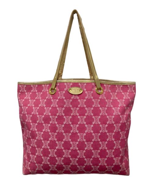 CELINE（セリーヌ）CELINE (セリーヌ) マカダム柄キャンバストートバッグ ピンク×ゴールドの古着・服飾アイテム