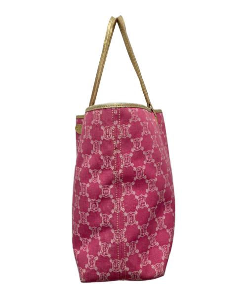 CELINE（セリーヌ）CELINE (セリーヌ) マカダム柄キャンバストートバッグ ピンク×ゴールドの古着・服飾アイテム