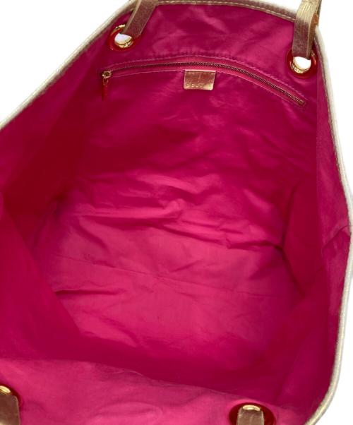 CELINE（セリーヌ）CELINE (セリーヌ) マカダム柄キャンバストートバッグ ピンク×ゴールドの古着・服飾アイテム