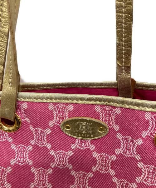 CELINE（セリーヌ）CELINE (セリーヌ) マカダム柄キャンバストートバッグ ピンク×ゴールドの古着・服飾アイテム