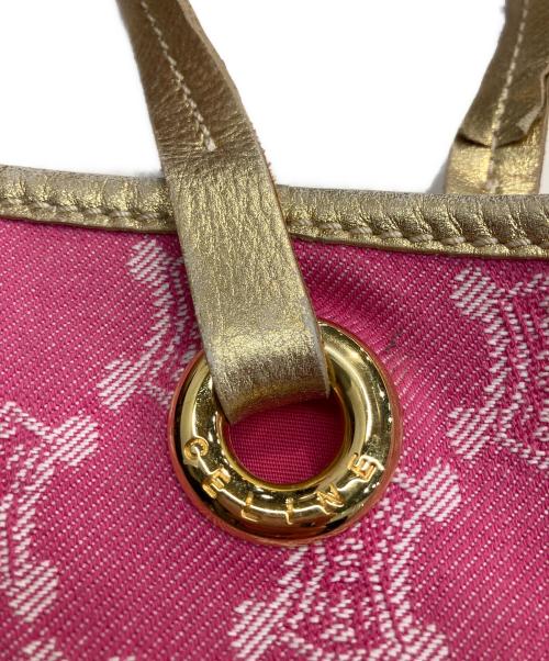 CELINE（セリーヌ）CELINE (セリーヌ) マカダム柄キャンバストートバッグ ピンク×ゴールドの古着・服飾アイテム