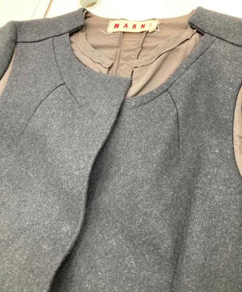 MARNI（マルニ）MARNI (マルニ) 切替ノーカラーコート グレー サイズ:40の古着・服飾アイテム