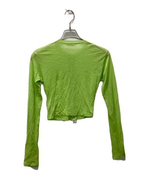 AURALEE（オーラリー）AURALEE (オーラリー) HARD TWIST COTTON GAUZE CARDIGAN 黄緑 サイズ:SIZE 0の古着・服飾アイテム