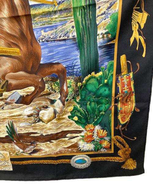 HERMES（エルメス）HERMES (エルメス) The Pony Express/カレ90 ブラックの古着・服飾アイテム