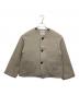 DANTON（ダントン）の古着「ウール ライト パイル カラーレス ジャケット」｜ローベージュ