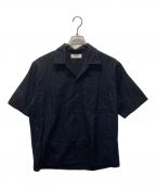 MARKAマーカ）の古着「TUMBLED WOOL TROPICAL OPEN COLLAR SHIRT S/S/オープンカラーシャツ」｜ネイビー