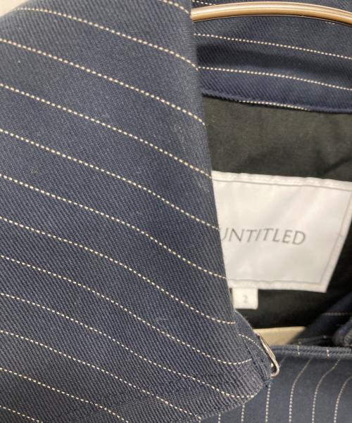 UNTITLED（アンタイトル）UNTITLED (アンタイトル) ピンストオフショルトレンチコート ネイビー サイズ:2の古着・服飾アイテム