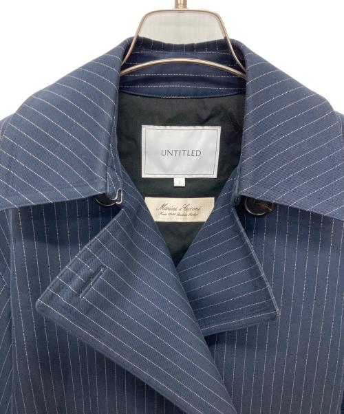 UNTITLED（アンタイトル）UNTITLED (アンタイトル) ピンストオフショルトレンチコート ネイビー サイズ:2の古着・服飾アイテム