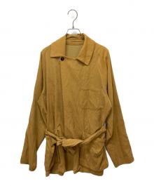 MAATEE&SONS（マーティーアンドサンズ）の古着「シルク混ボタンレスコーデュロイジャケット」｜イエロー