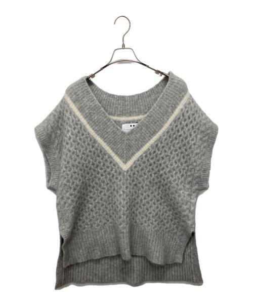 THREE DOTS（スリードッツ）THREE DOTS (スリードッツ) モヘア混Vネックニットベスト グレー サイズ:Ｍの古着・服飾アイテム