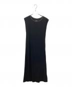 Y'sワイズ）の古着「ウールギャバノースリーブワンピース」｜ブラック