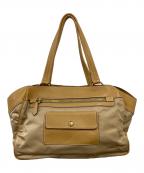 PRADAプラダ）の古着「レザー切替トートバッグ」｜ベージュ