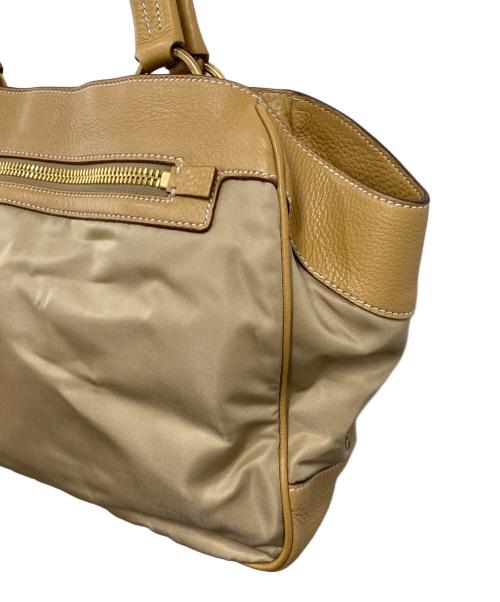 PRADA（プラダ）PRADA (プラダ) レザー切替トートバッグ ベージュの古着・服飾アイテム