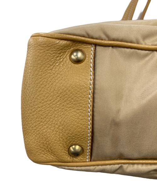 PRADA（プラダ）PRADA (プラダ) レザー切替トートバッグ ベージュの古着・服飾アイテム