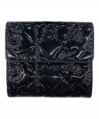 CHANELシャネル）の古着「アイコンラインエナメル3つ折り財布」｜ブラック