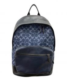 COACH（コーチ）の古着「シグネチャーレザーリュック」｜ネイビー