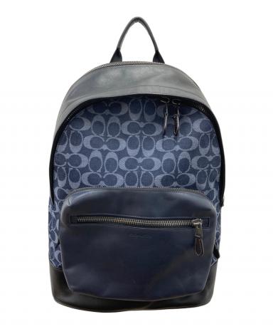 中古・古着通販】COACH (コーチ) シグネチャーレザーリュック ネイビー