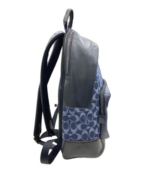 COACH（コーチ）COACH (コーチ) シグネチャーレザーリュック ネイビーの古着・服飾アイテム