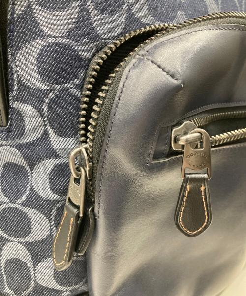COACH（コーチ）COACH (コーチ) シグネチャーレザーリュック ネイビーの古着・服飾アイテム