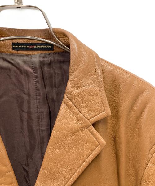 GAULTIER HOMME objet（ゴルチエオムオブジェ）GAULTIER HOMME objet (ゴルチエオムオブジェ) ラムレザー3Bテーラードジャケット ブラウン サイズ:SIZE 46の古着・服飾アイテム