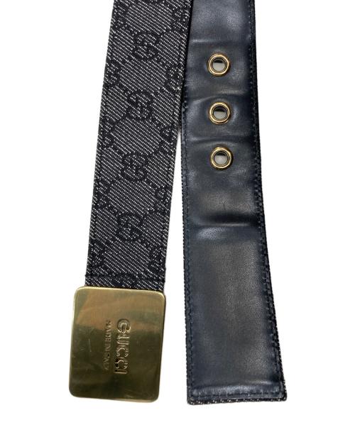 GUCCI（グッチ）GUCCI (グッチ) GGゴールドバックルレザーベルト ブラックの古着・服飾アイテム