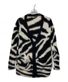 DRIES VAN NOTEN（ドリスヴァンノッテン）の古着「W.K.CARDIGAN/ゼブラ柄ニットカーディガン」｜ホワイト