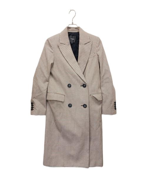 theory（セオリー）theory (セオリー) ハウンドトゥースダブルロングコート ベージュ サイズ:Pの古着・服飾アイテム