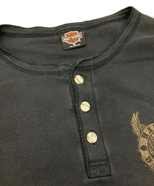 HARLEY-DAVIDSON（ハーレーダビッドソン）HARLEY-DAVIDSON (ハーレーダビッドソン) ヘンリーネックカットソー ブラック サイズ:Mの古着・服飾アイテム