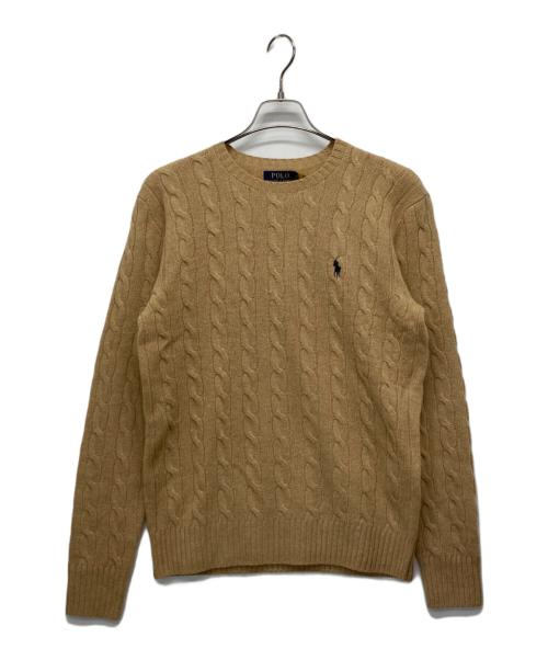 POLO RALPH LAUREN（ポロ・ラルフローレン）POLO RALPH LAUREN (ポロ・ラルフローレン) ケーブルウールカシミヤセーター キャメル サイズ:S 未使用品の古着・服飾アイテム