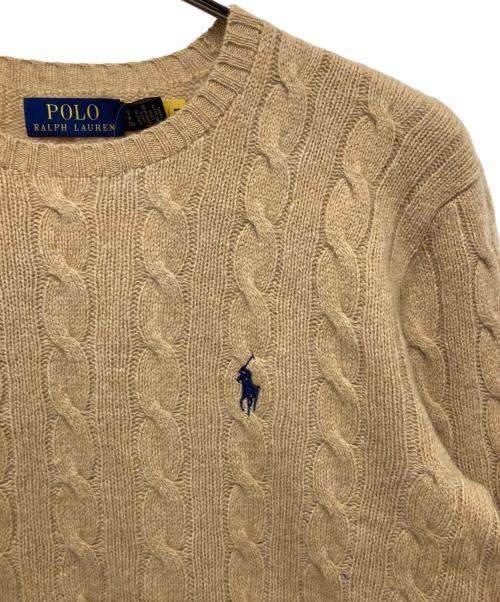 POLO RALPH LAUREN（ポロ・ラルフローレン）POLO RALPH LAUREN (ポロ・ラルフローレン) ケーブルウールカシミヤセーター キャメル サイズ:S 未使用品の古着・服飾アイテム