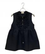 UNITED ARROWSユナイテッドアローズ）の古着「ミニフリル ニットベスト」｜ブラック