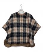 6(ROKU) BEAUTY&YOUTHロク ビューティーアンドユース）の古着「SHAGGY CHECK PIPING PONCHO」｜ブラウン