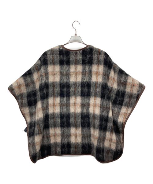 6(ROKU) BEAUTY&YOUTH（ロク ビューティーアンドユース）6(ROKU) BEAUTY&YOUTH (ロク ビューティーアンドユース) SHAGGY CHECK PIPING PONCHO ブラウン サイズ:36の古着・服飾アイテム